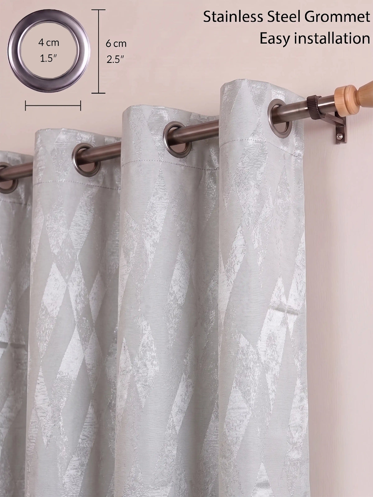 AtoZ Home Decor Modern Geometric Diamond Jacquard Curtain