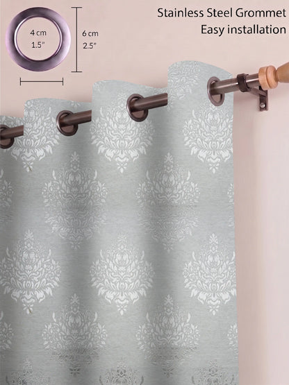 Elegant Damask Jacquard Window Curtain | Available in 9 Colors & 3 Sizes