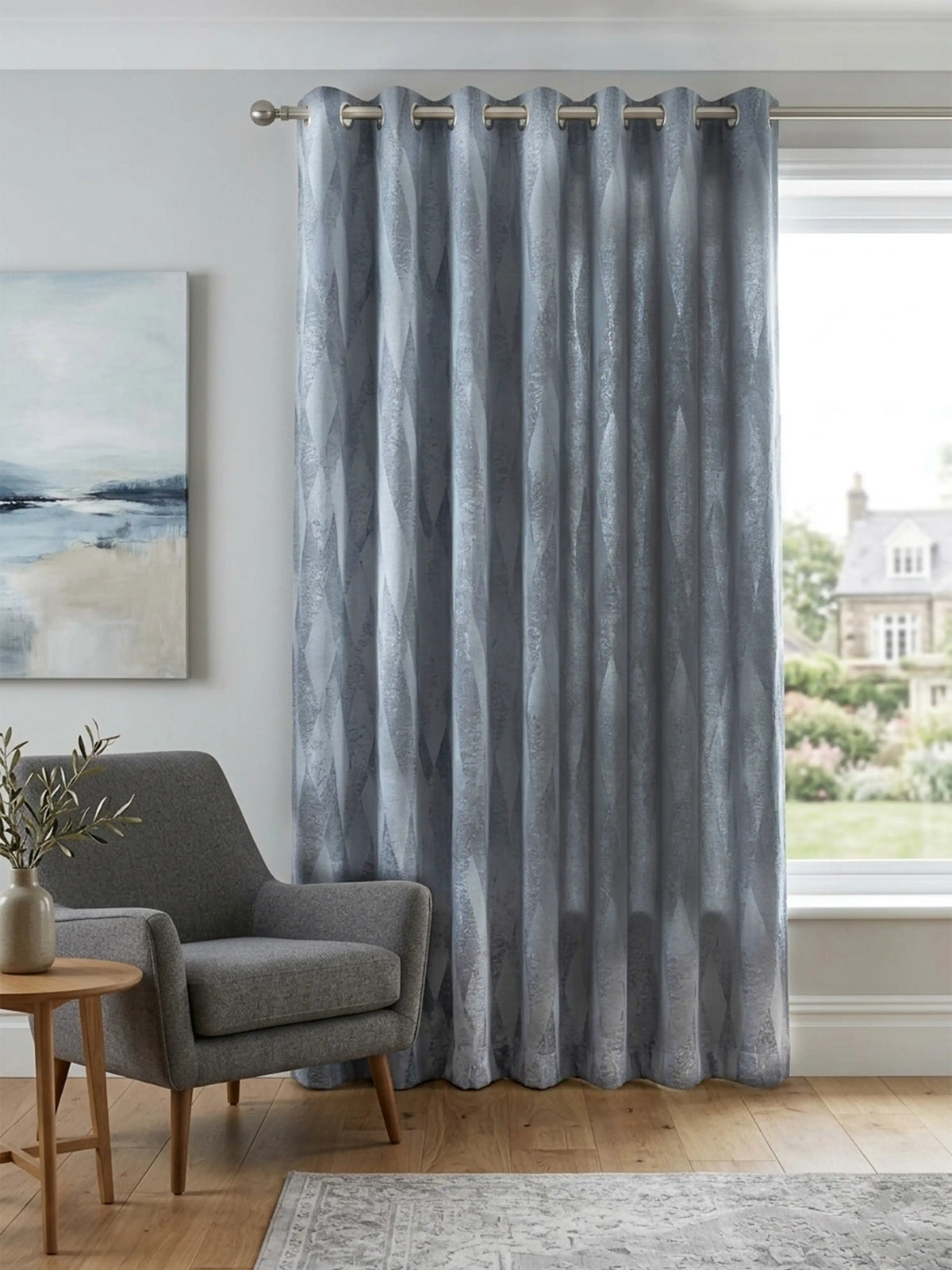 AtoZ Home Decor Modern Geometric Diamond Jacquard Curtain