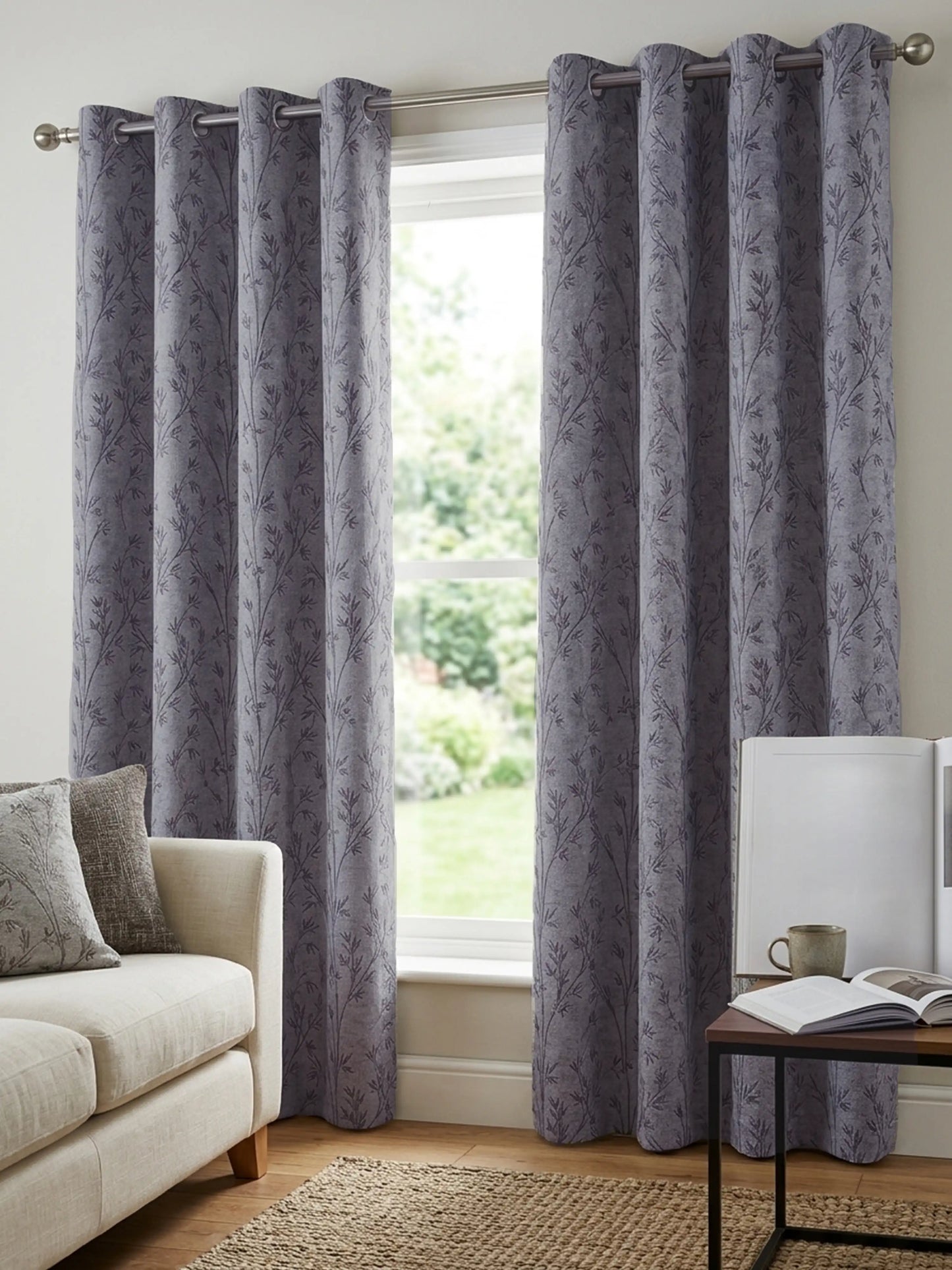 AtoZ Home Decor Botanical Vine Jacquard Curtain | Cotton-Blend Drape