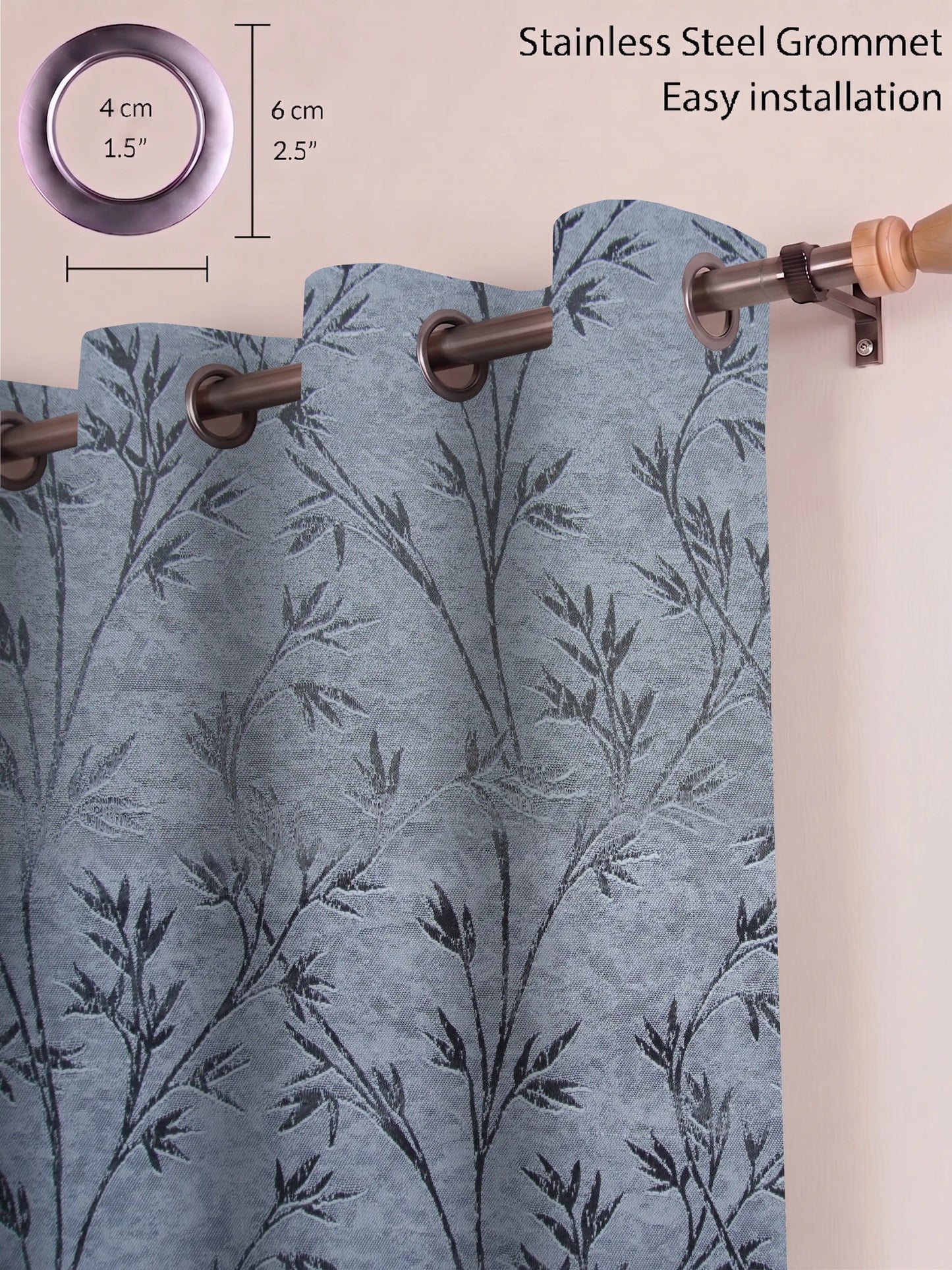 AtoZ Home Decor Botanical Vine Jacquard Curtain | Cotton-Blend Drape