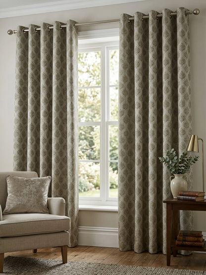 Elegant Damask Jacquard Window Curtain | Available in 9 Colors & 3 Sizes