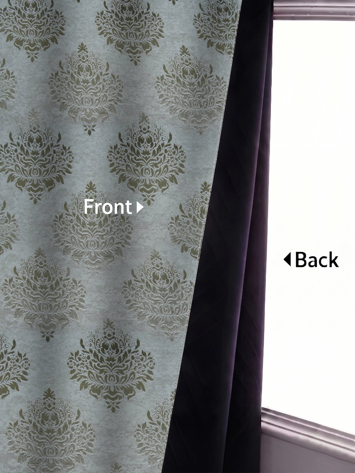 Elegant Damask Jacquard Window Curtain | Available in 9 Colors & 3 Sizes