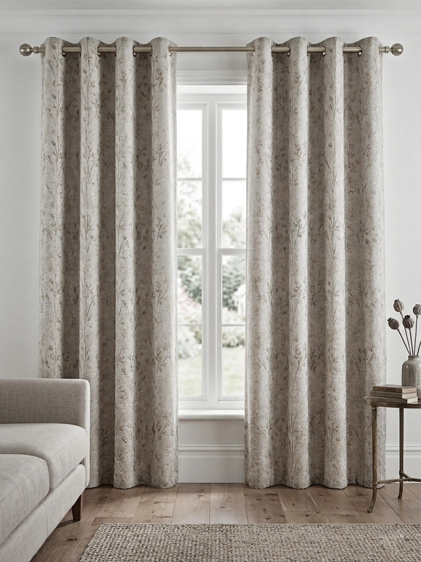 AtoZ Home Decor Botanical Vine Jacquard Curtain | Cotton-Blend Drape