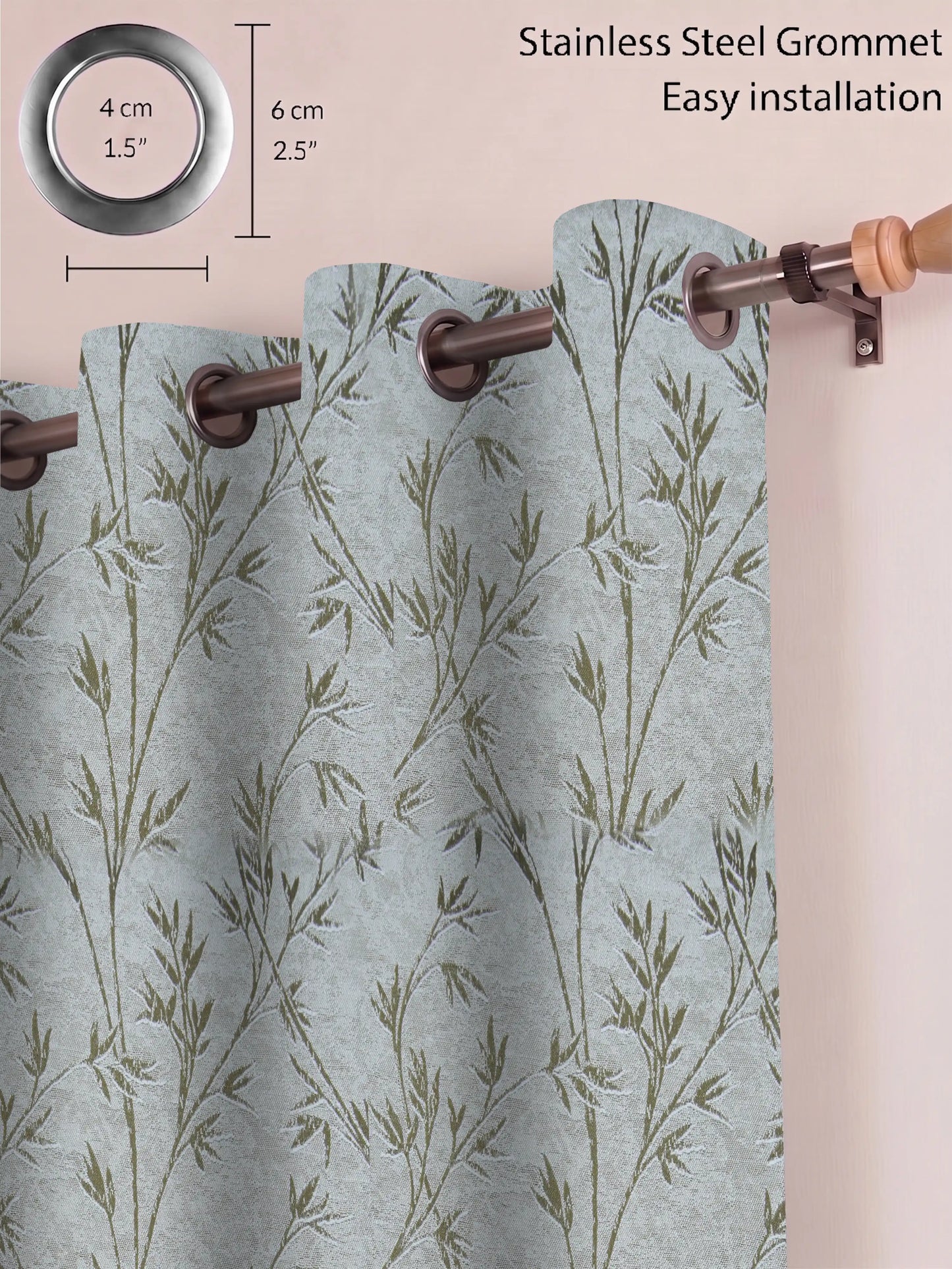 AtoZ Home Decor Botanical Vine Jacquard Curtain | Cotton-Blend Drape