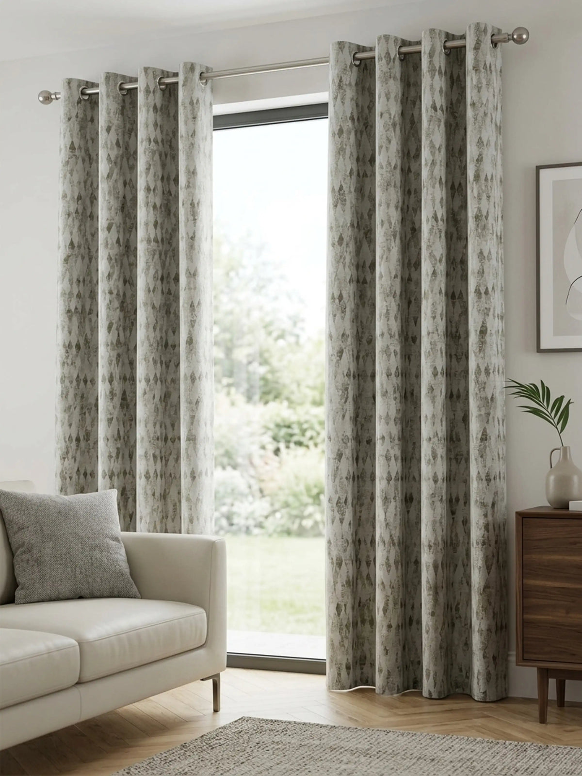 AtoZ Home Decor Modern Geometric Diamond Jacquard Curtain