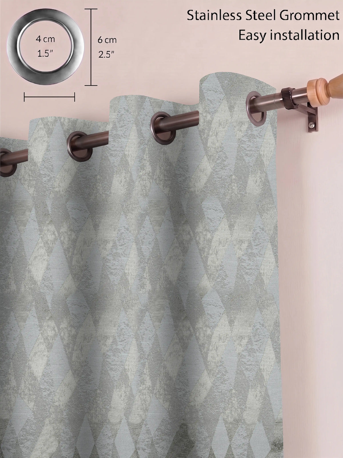 AtoZ Home Decor Modern Geometric Diamond Jacquard Curtain