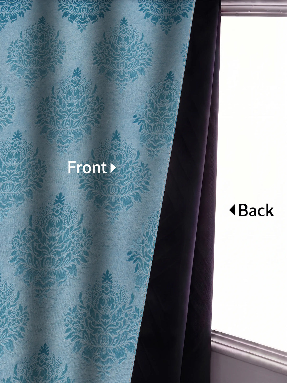 Elegant Damask Jacquard Window Curtain | Available in 9 Colors & 3 Sizes