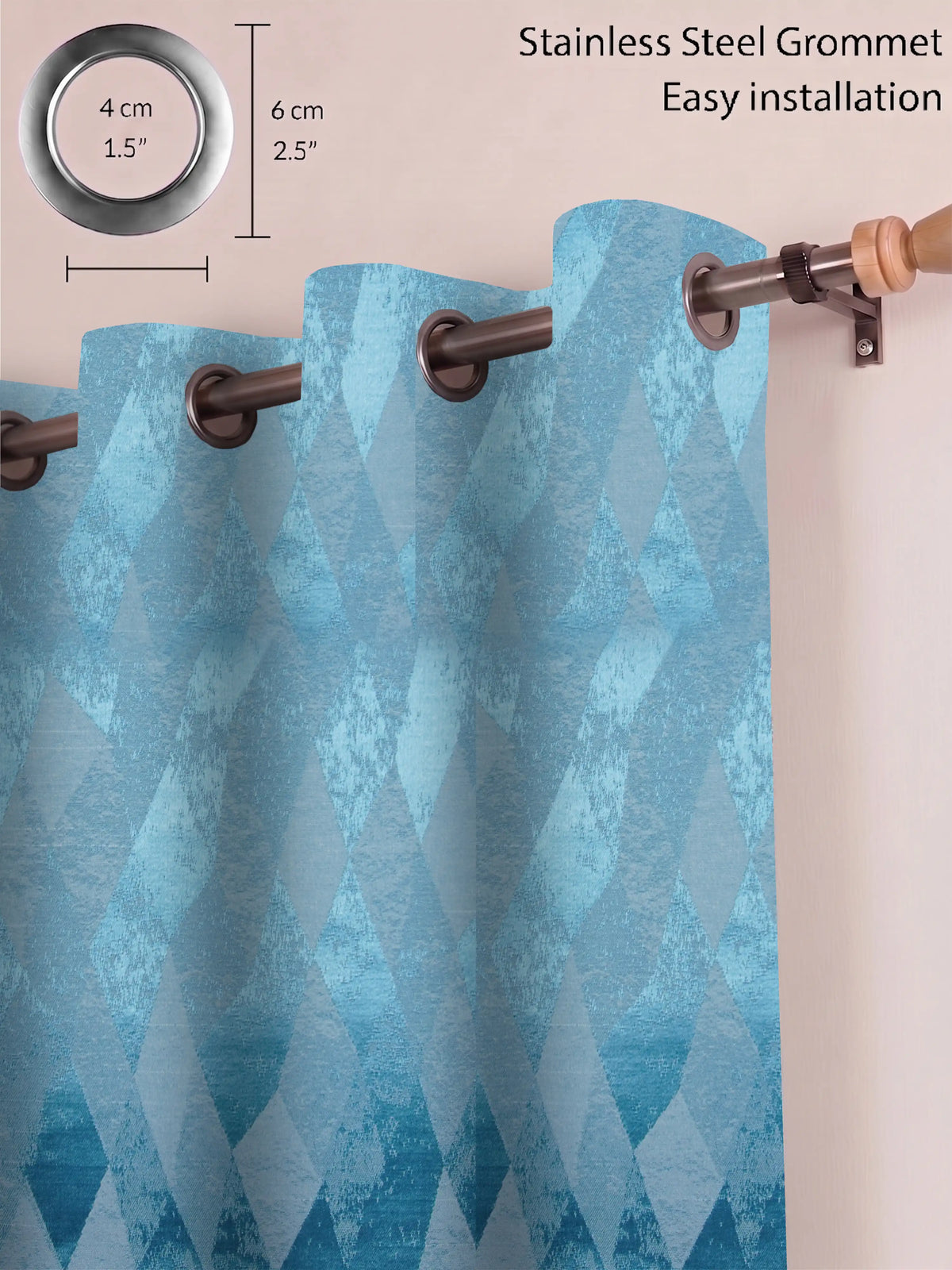 AtoZ Home Decor Modern Geometric Diamond Jacquard Curtain