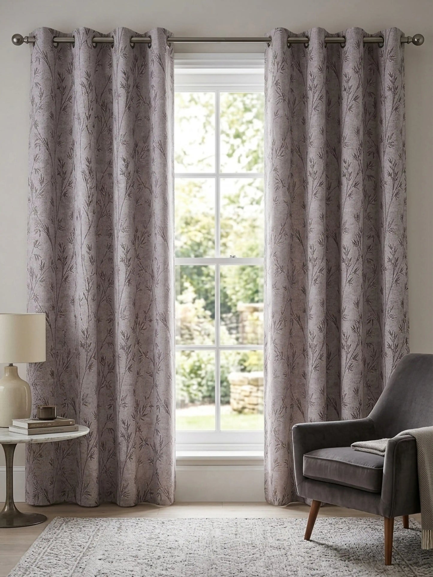 AtoZ Home Decor Botanical Vine Jacquard Curtain | Cotton-Blend Drape