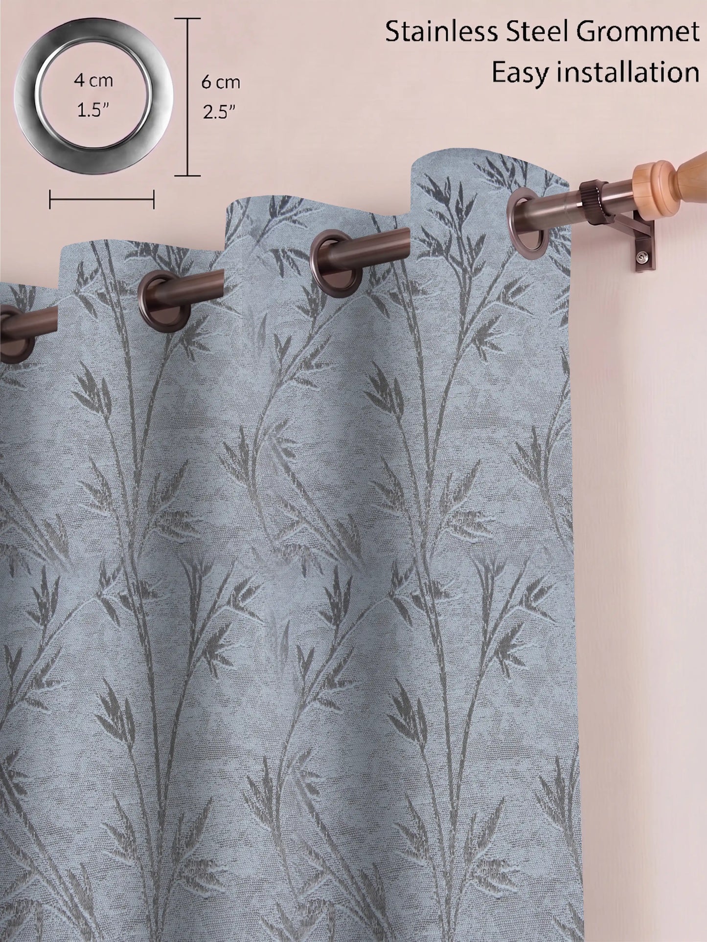 AtoZ Home Decor Botanical Vine Jacquard Curtain | Cotton-Blend Drape