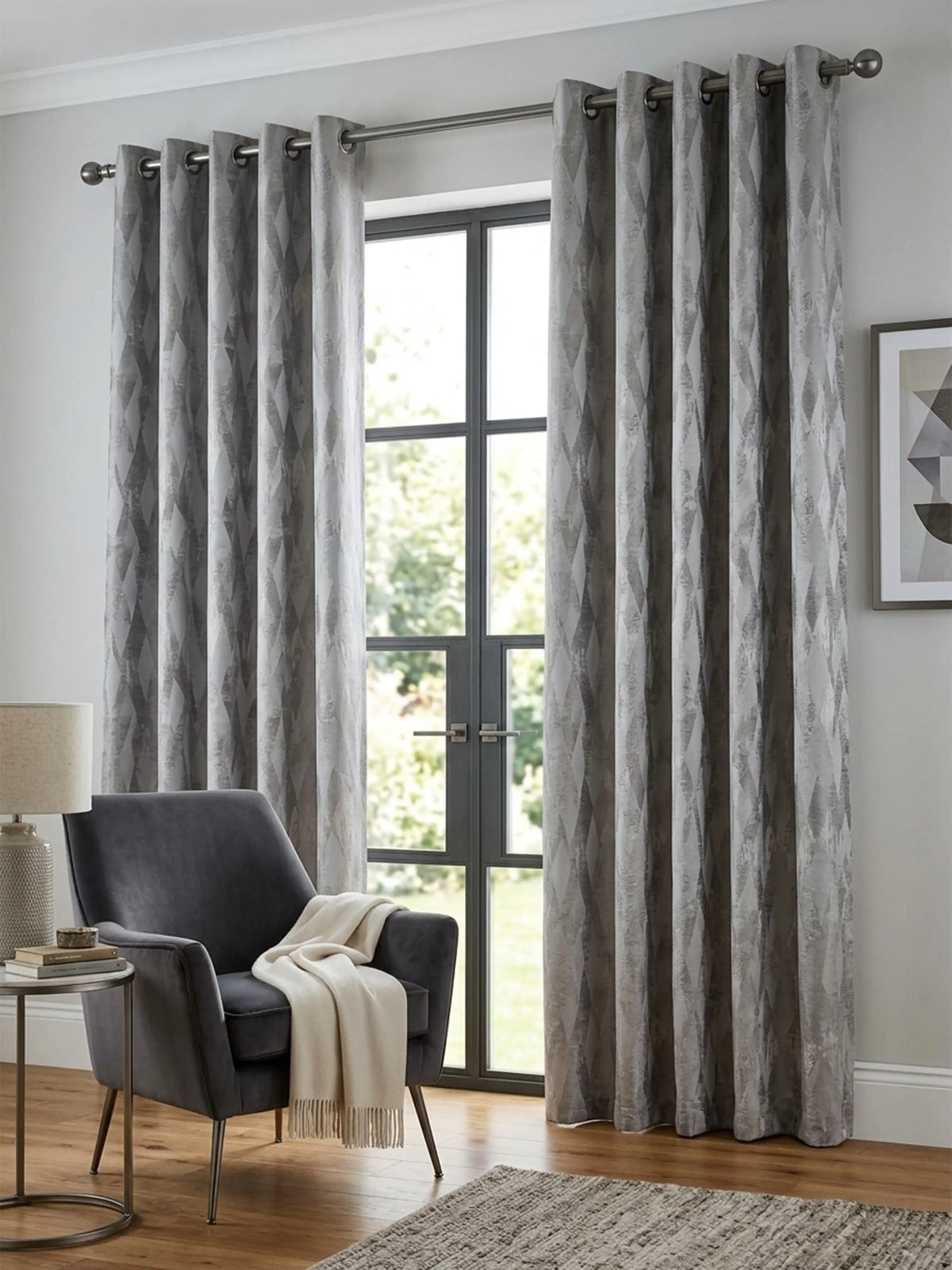 AtoZ Home Decor Modern Geometric Diamond Jacquard Curtain