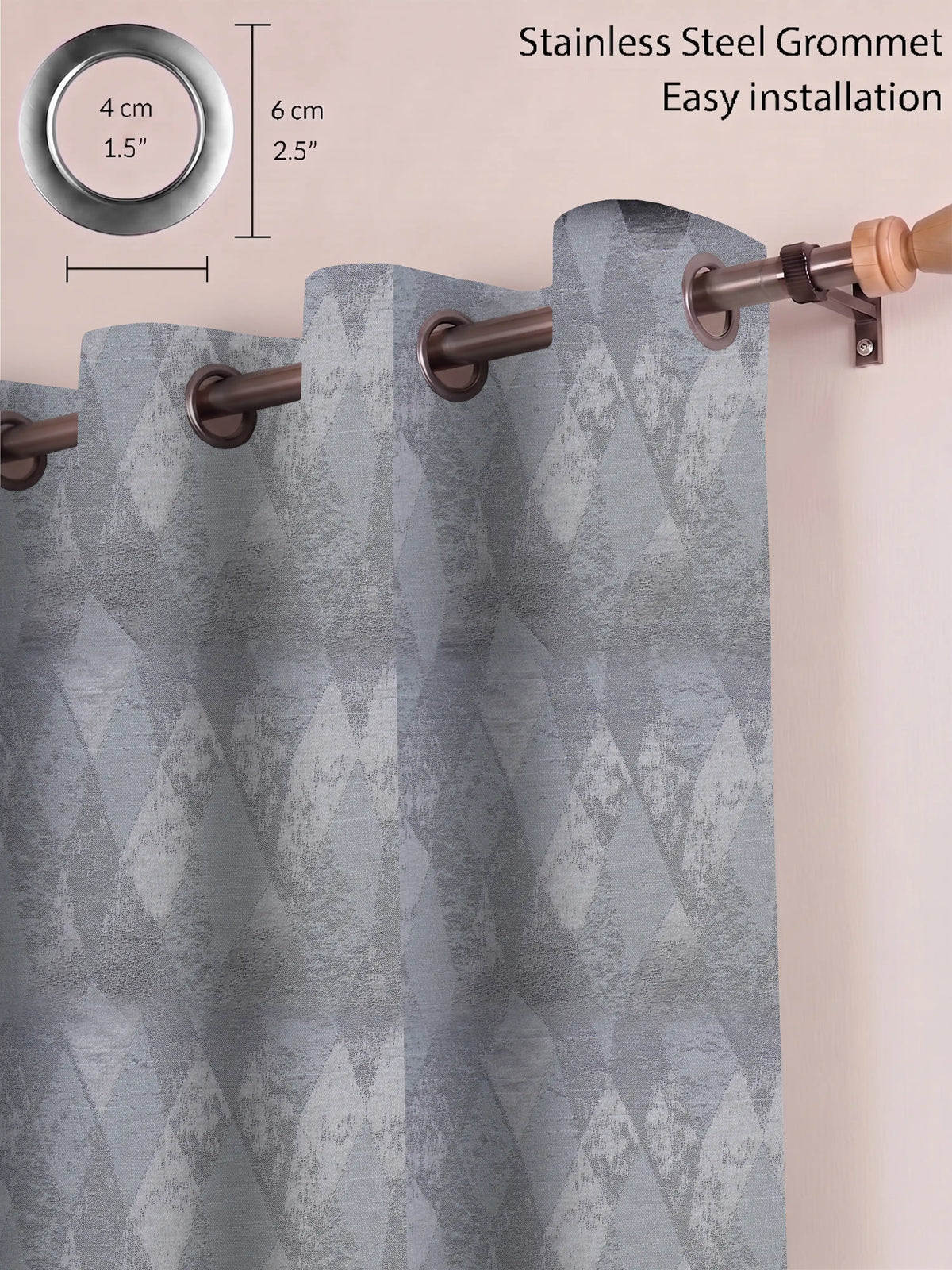 AtoZ Home Decor Modern Geometric Diamond Jacquard Curtain