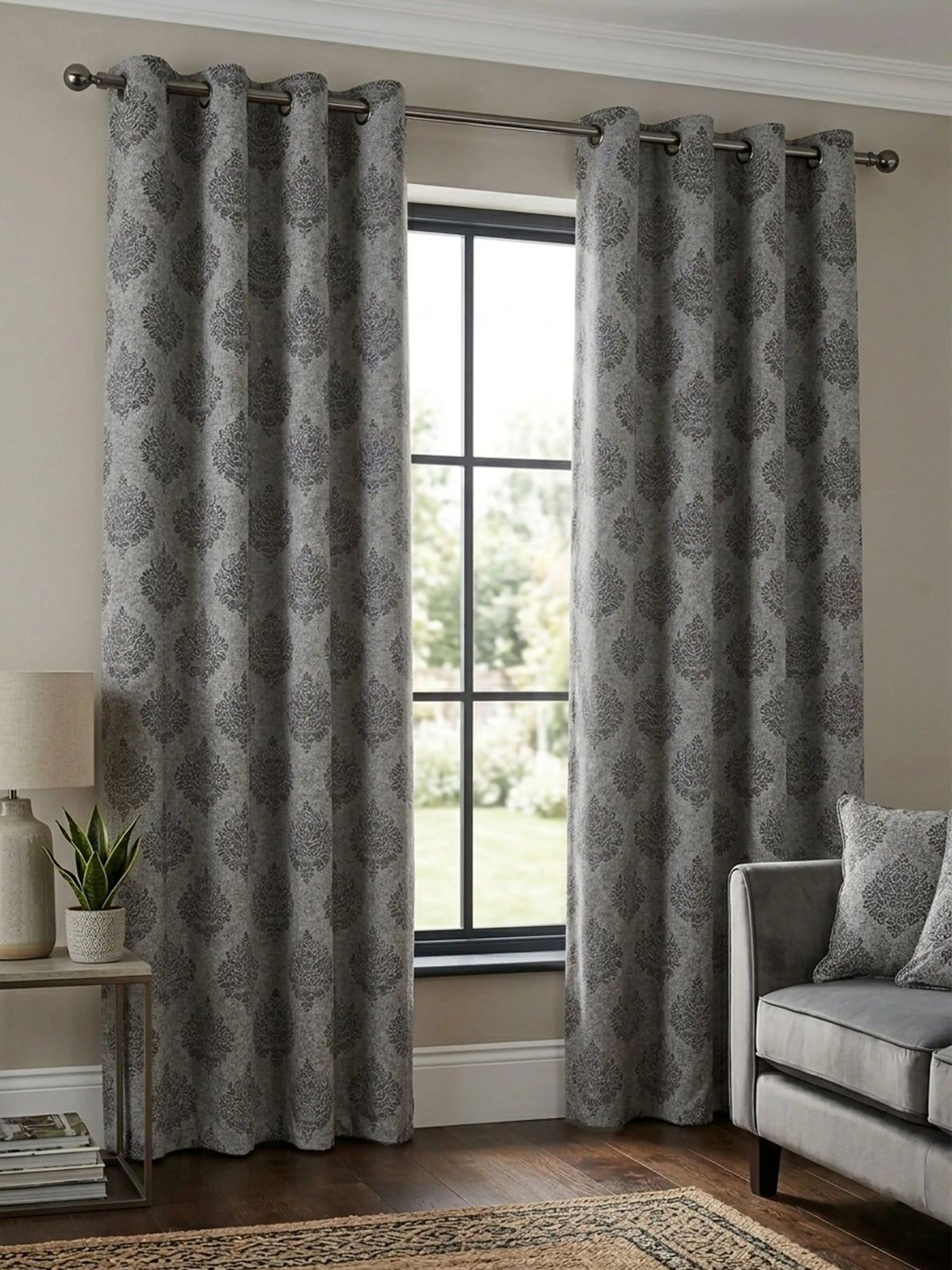 Elegant Damask Jacquard Window Curtain | Available in 9 Colors & 3 Sizes