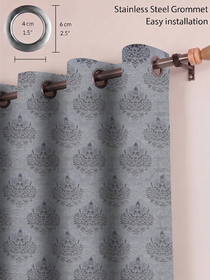 Elegant Damask Jacquard Window Curtain | Available in 9 Colors & 3 Sizes