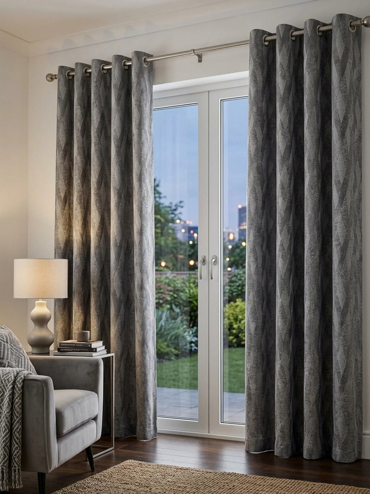 AtoZ Home Decor Modern Geometric Diamond Jacquard Curtain