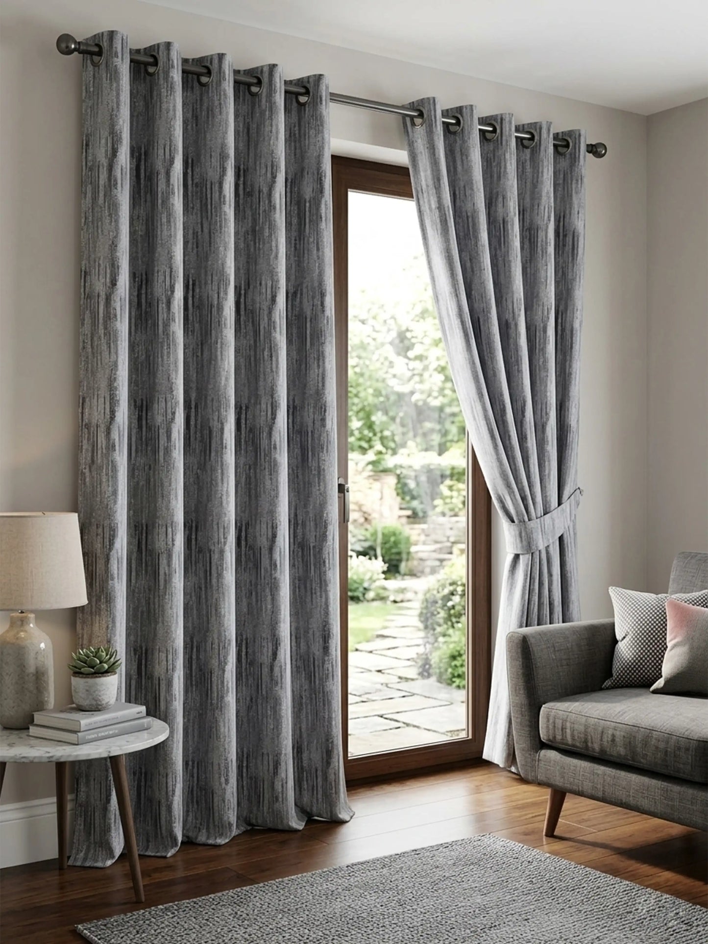 AtoZ Home Decor Textured Vertical Stripe Window Curtain