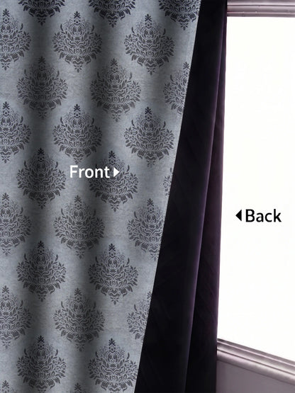 Elegant Damask Jacquard Window Curtain | Available in 9 Colors & 3 Sizes