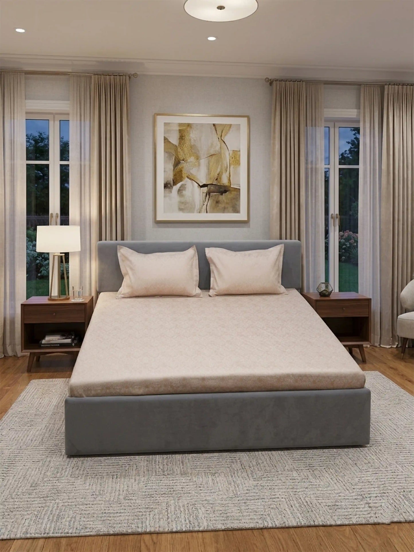 Premium 300 TC Cotton King Size Bedding Set 4 Piece (Bedsheet, Comforter, 2 Pillow Covers)