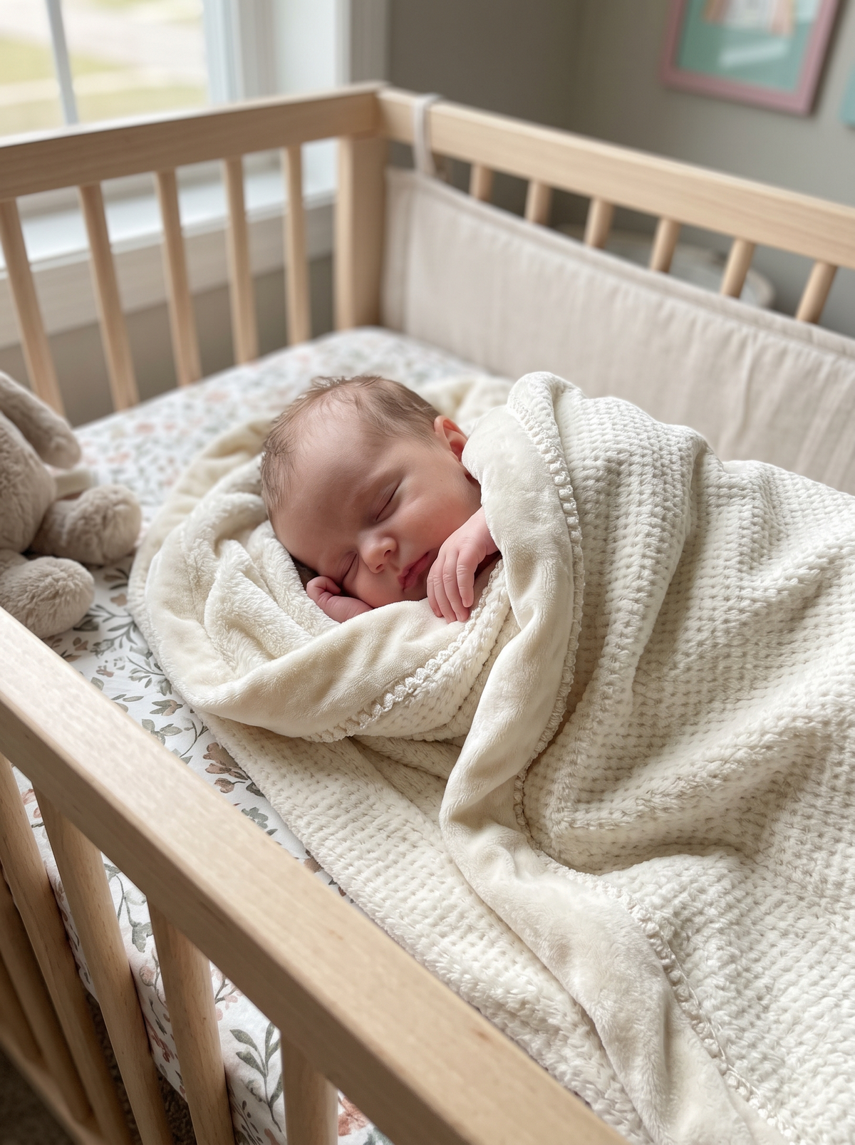 Stylla Hibiki Reversible Plush Baby Blanket (110 cm x 120 cm) – Ultra-Soft Double-Sided Warm Blanket