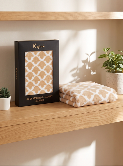 Stylla Kepri Patterned Bath Towel (70 x 150 cm) – Super Absorbent & Easy Dry Boxed Bath Towel