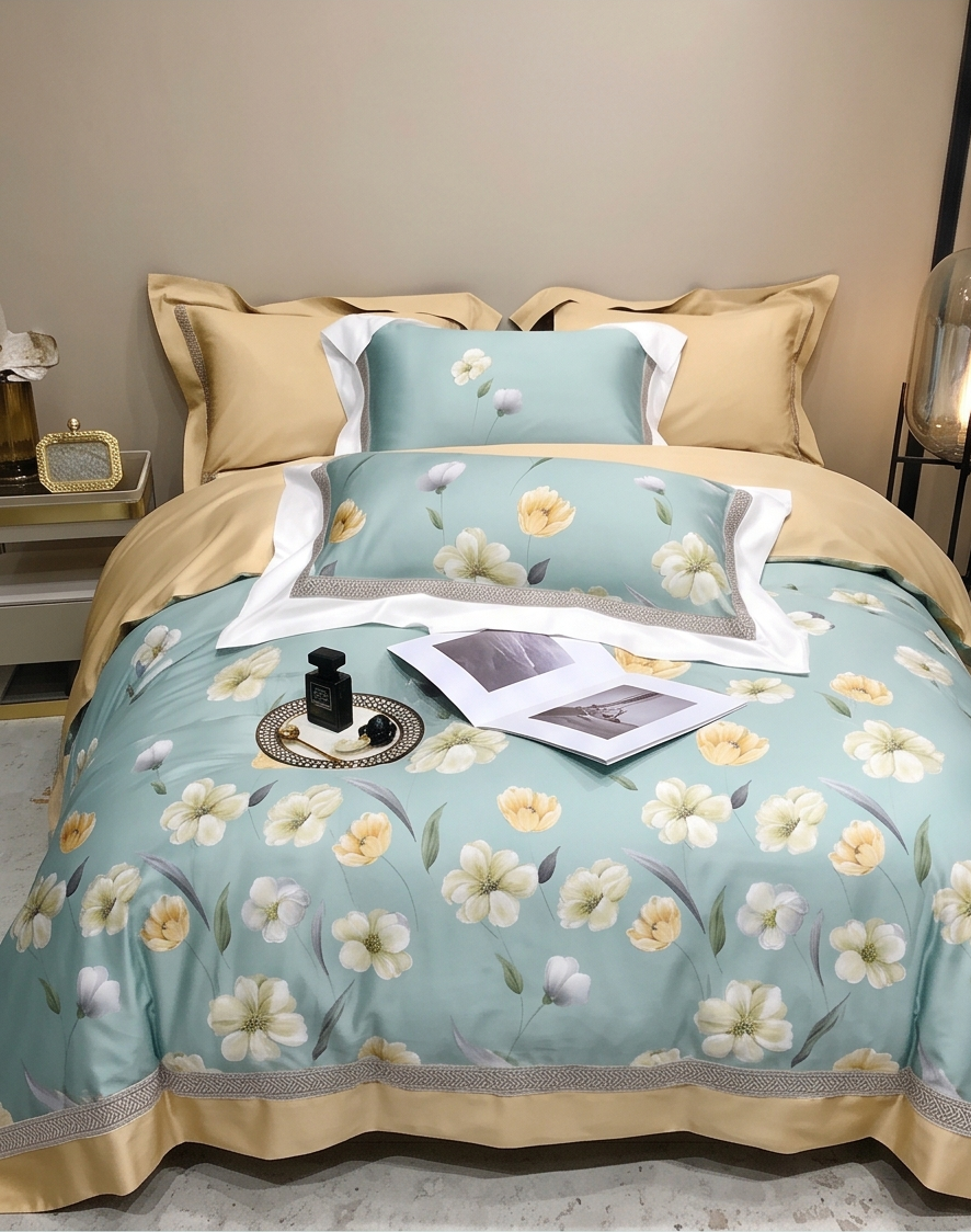 Stylla Sahara 4-Piece King Size Luxury Comforter Bedding Set – Reversible Floral Quilt with Flat Sheet & Pillow Covers