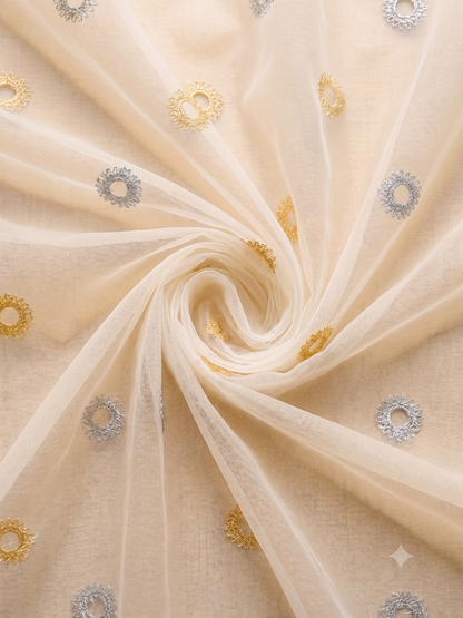 Evabella Elegant Circular Embroidery Sheer Grommet Curtains | 6 colors and 3 lengths