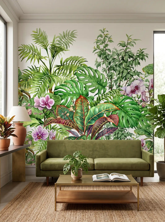 AtoZ Home Decor Tropical Plants Botanical Peel and Stick Wallpaper Wall Mural - Custom & Standard Sizes