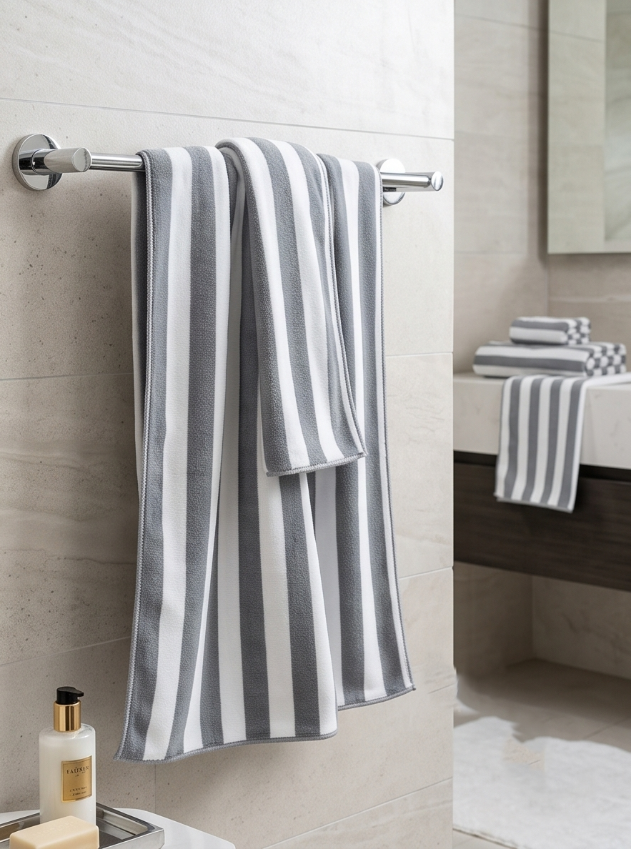 Stylla Zebra 4-Piece Striped Towel Set – Super Absorbent & Easy Dry