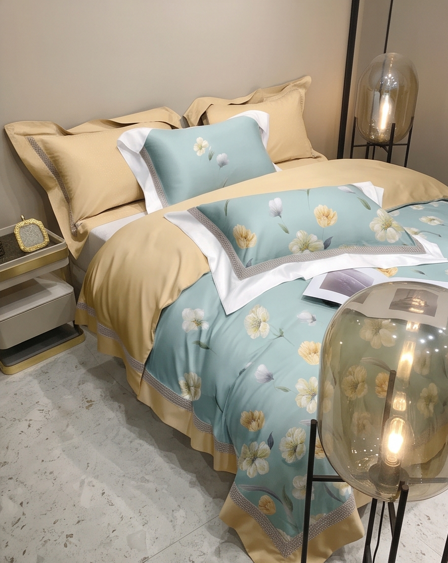 Stylla Sahara 4-Piece King Size Luxury Comforter Bedding Set – Reversible Floral Quilt with Flat Sheet & Pillow Covers