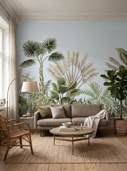 AtoZ Home Decor Tropical Vintage Trees Leaves Wall Mural Wallpaper - Custom & Standard Sizes