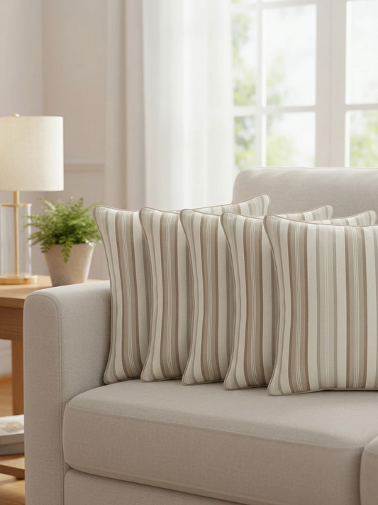 Striped Cushion Covers with Hidden Zipper (Set of 5)