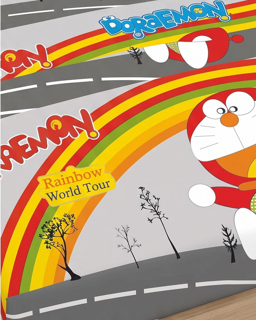 SUCCESS Kiddoz Doraemon Rainbow World Tour Single Bedsheet Set (60 x 90 Inches)