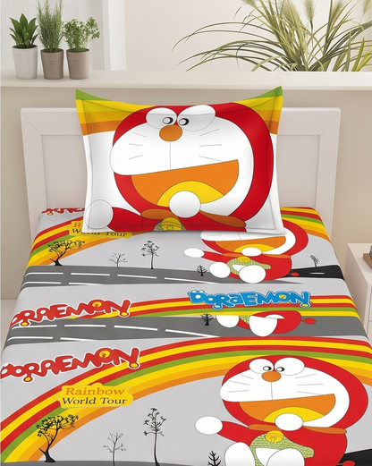 SUCCESS Kiddoz Doraemon Rainbow World Tour Single Bedsheet Set (60 x 90 Inches)