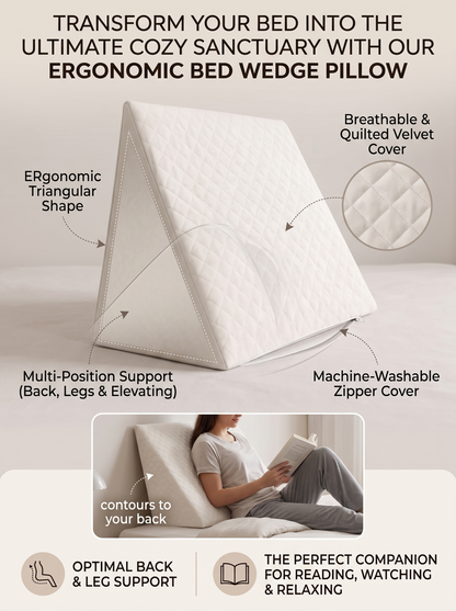 METROPOLIS Harmony Memory Foam Bed Wedge Pillow | Orthopedic 20x20x10"