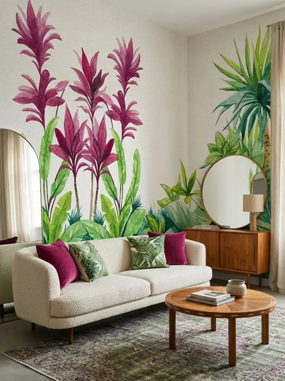 AtoZ Home Decor Tropical Leaves & Foliage Frame Wall Mural Wallpaper - Custom & Standard Sizes