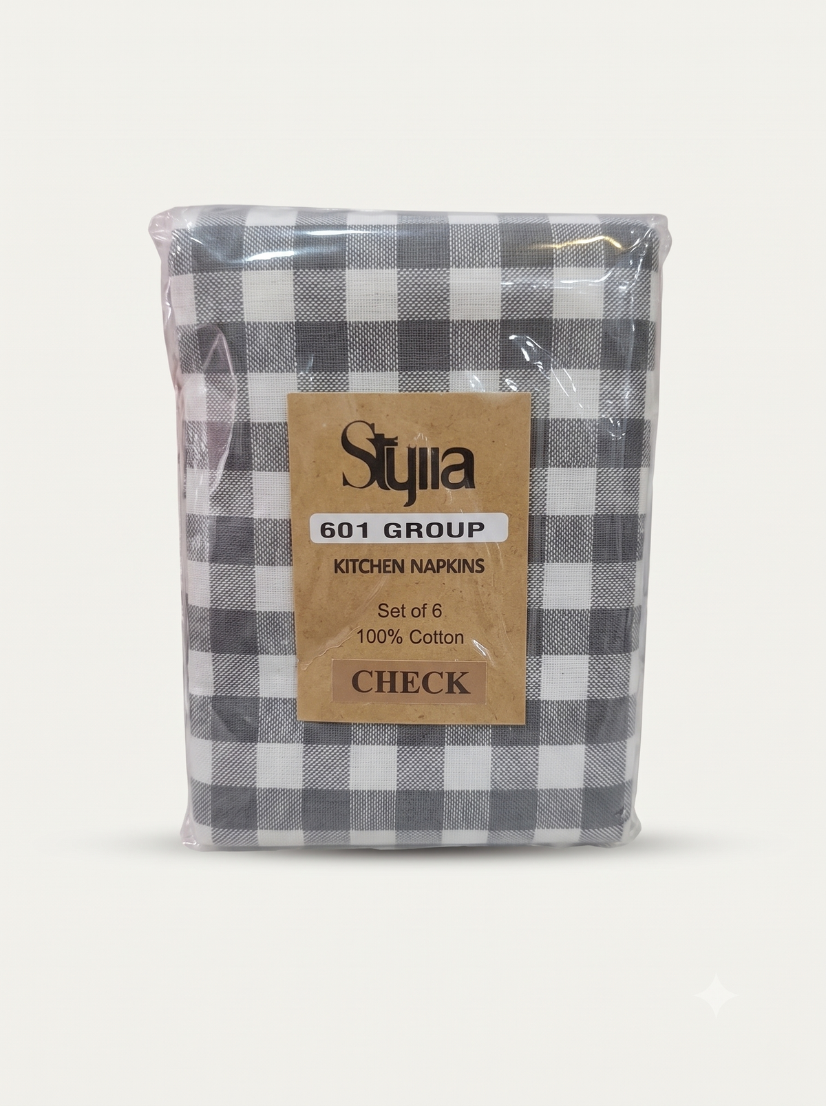 Stylla Check Cotton Kitchen Napkin Set – 6 Pieces (18 x 18 Inches)
