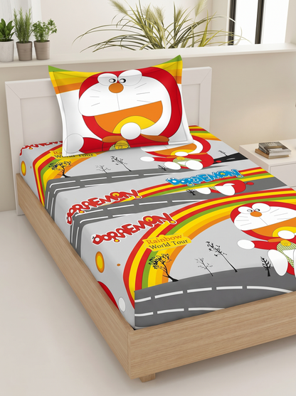 SUCCESS Kiddoz Doraemon Rainbow World Tour Single Bedsheet Set (60 x 90 Inches)