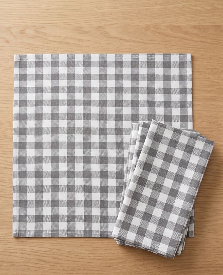 Stylla Check Cotton Kitchen Napkin Set – 6 Pieces (18 x 18 Inches)