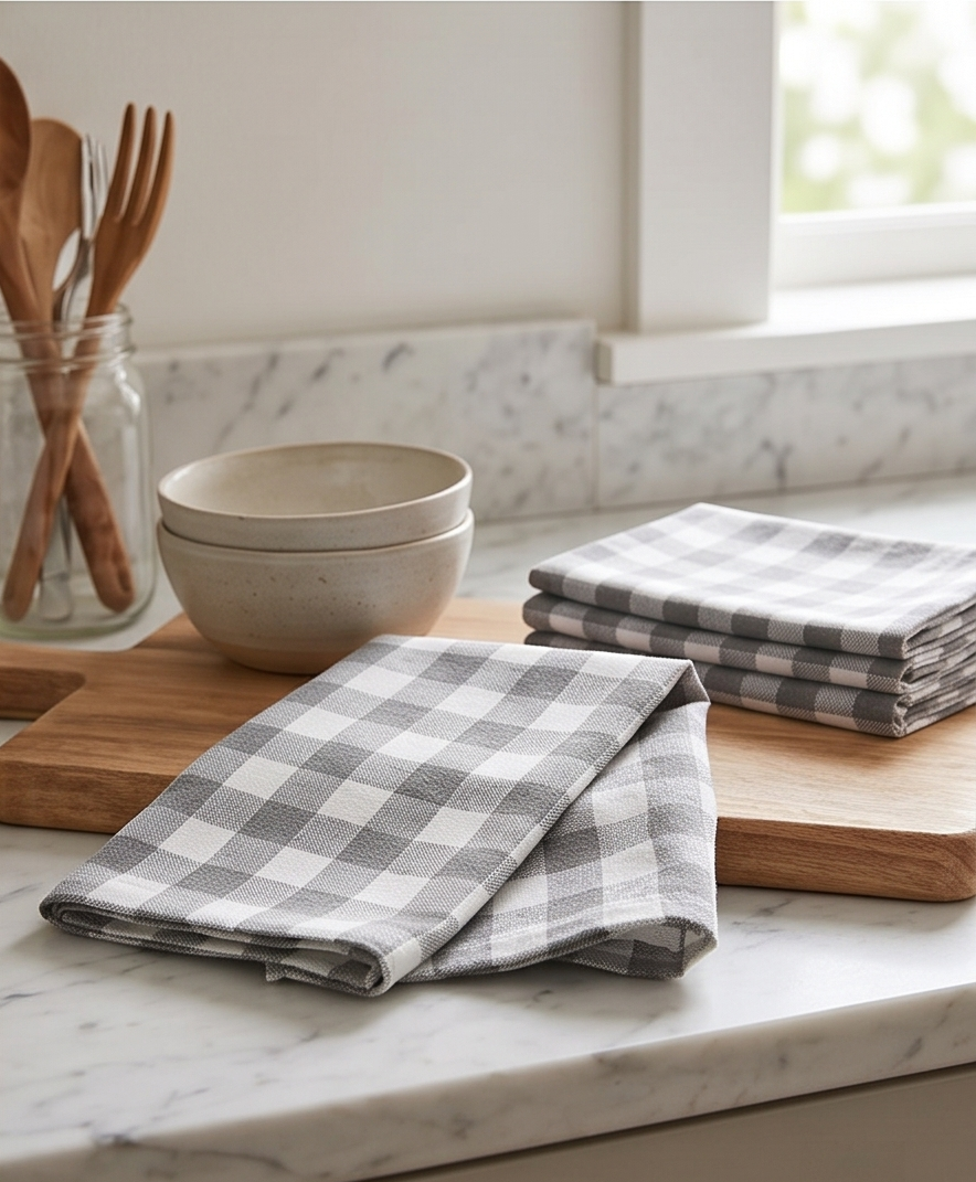 Stylla Check Cotton Kitchen Napkin Set – 6 Pieces (18 x 18 Inches)