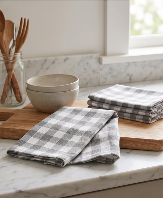 Stylla Check Cotton Kitchen Napkin Set – 6 Pieces (18 x 18 Inches)