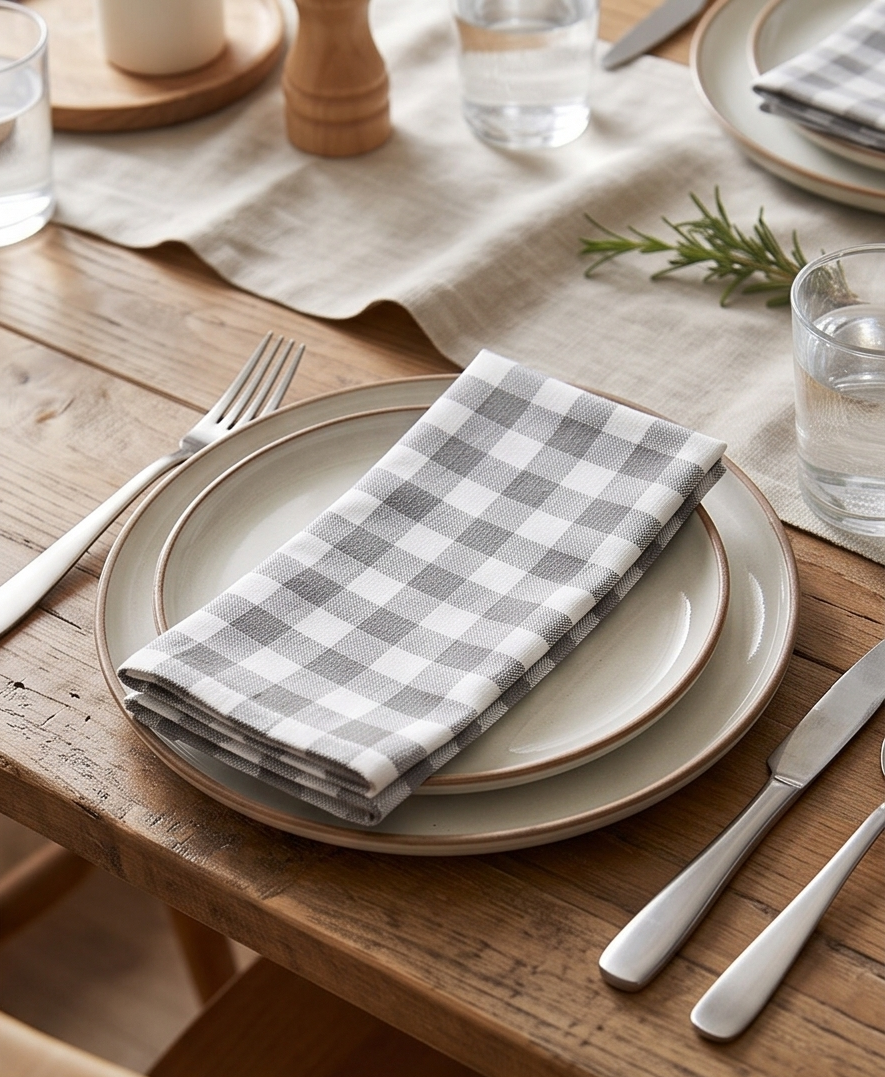 Stylla Check Cotton Kitchen Napkin Set – 6 Pieces (18 x 18 Inches)