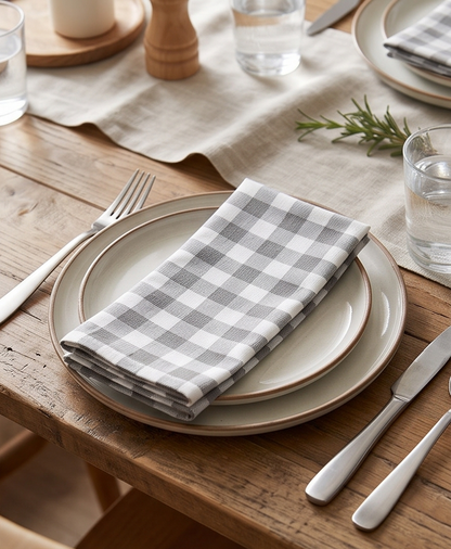 Stylla Check Cotton Kitchen Napkin Set – 6 Pieces (18 x 18 Inches)