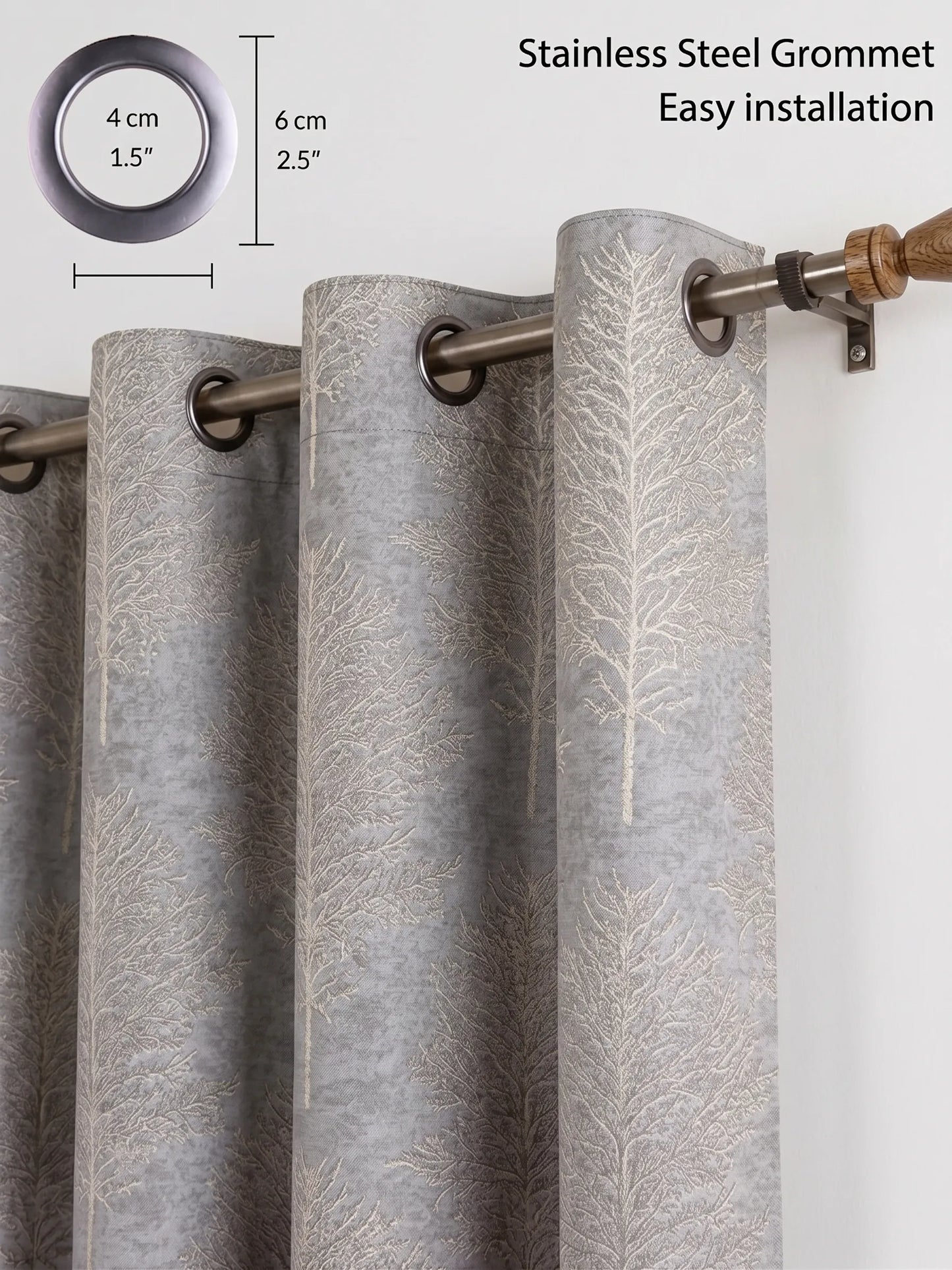 AtoZ Home Decor Tree Motif Jacquard Curtain | Cotton-Blend Drape (Standard & Custom Sizes)