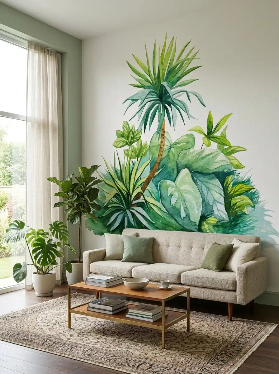 AtoZ Home Decor Tropical Foliage Wall Mural Wallpaper - Custom & Standard Sizes