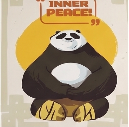 SPACES Kung Fu Panda 100% Cotton King Bedsheet Set Inner Peace