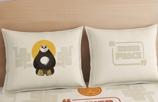 SPACES Kung Fu Panda 100% Cotton King Bedsheet Set Inner Peace