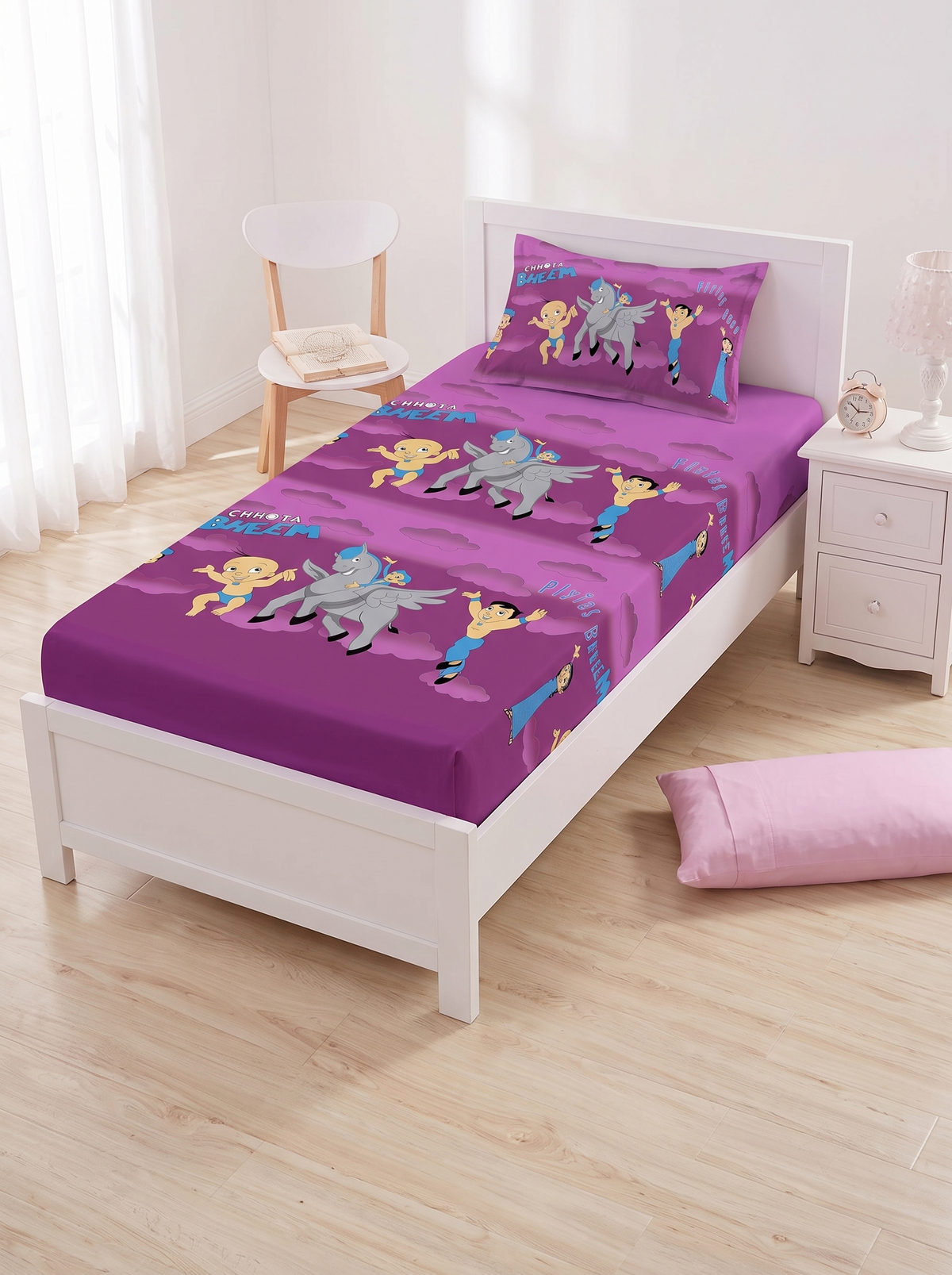 SUCCESS Kiddoz Chhota Bheem Flying Horse Single Bedsheet Set (60 x 90 Inches)