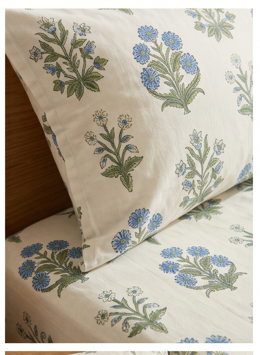 Delta Ziva Floral Double Bedsheet Set with 2 Pillow Covers (230x250 )cm .