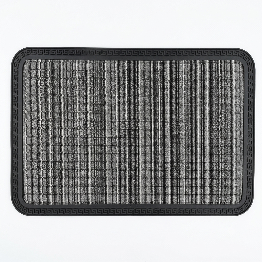 AtoZ Home Decor Ribbed Door Mat (Grey, 60x40 cm)